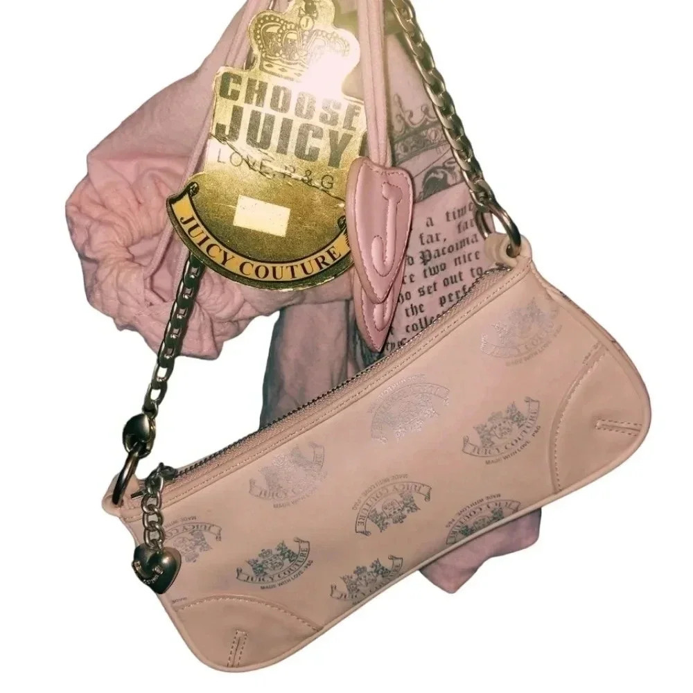 Baby Pink Juicy Couture P&G Logo Leather Baguette